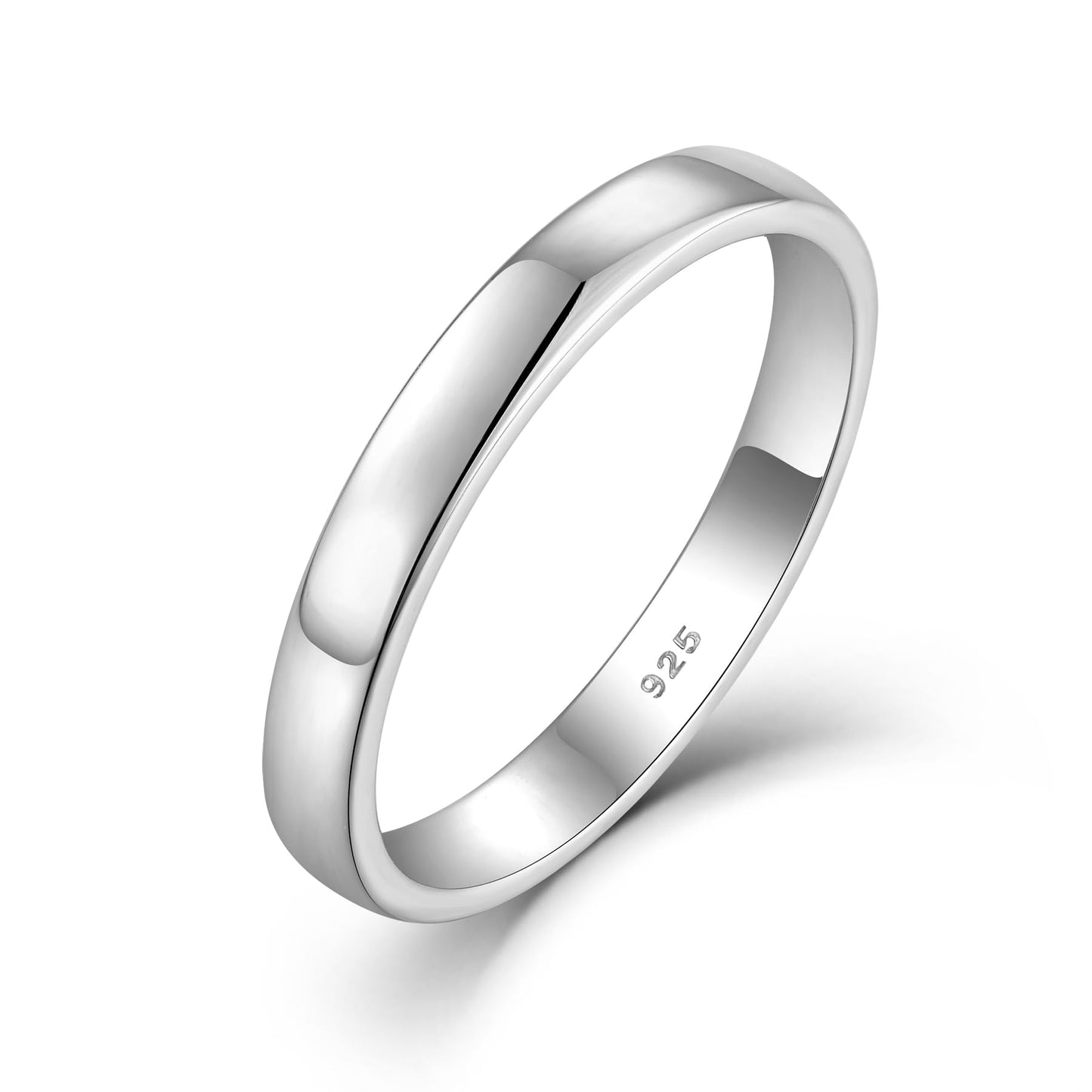 STARCHENIE Solid 925 Sterling Silver 3mm Wedding Band Ring, Comfort Fit High Polish, for Men and Women (Size 6)