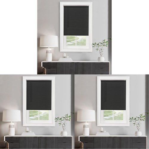 Achim Home Decor Cordless Mini Blinds - Light Filtering, 27" W x 72" L, Black | Pack of 3