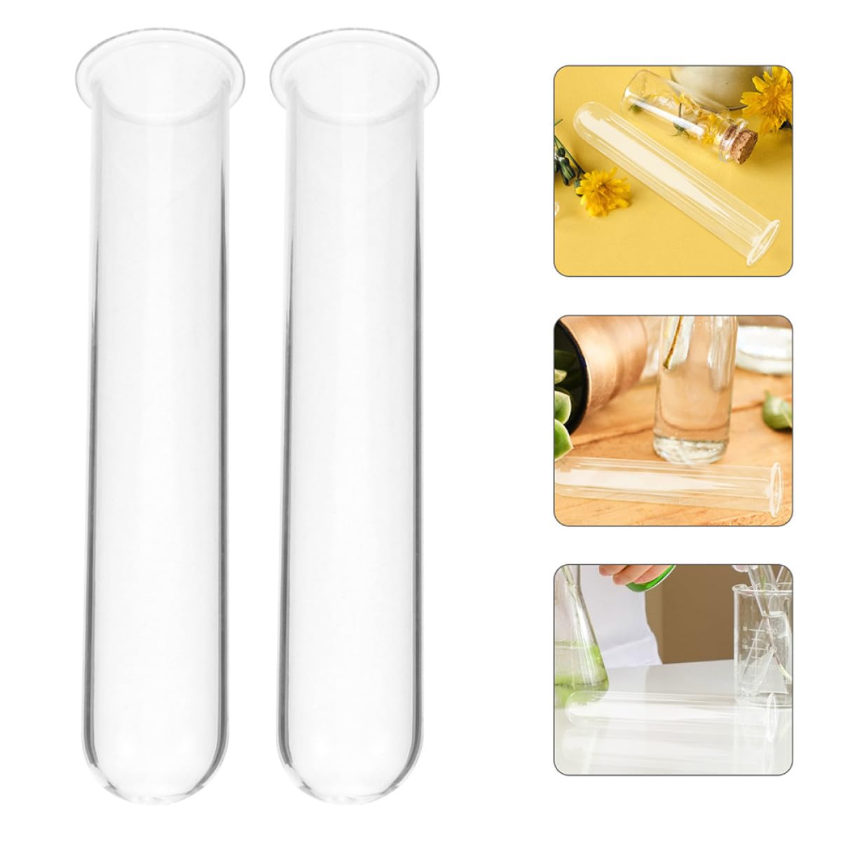 HOOTNEE 4pcs Glass Hydroponic Plant Test Tube Vases 2.5x3x18cm Propagation Tubes for Indoor Terrarium Decor and Desk Plant Cuttings