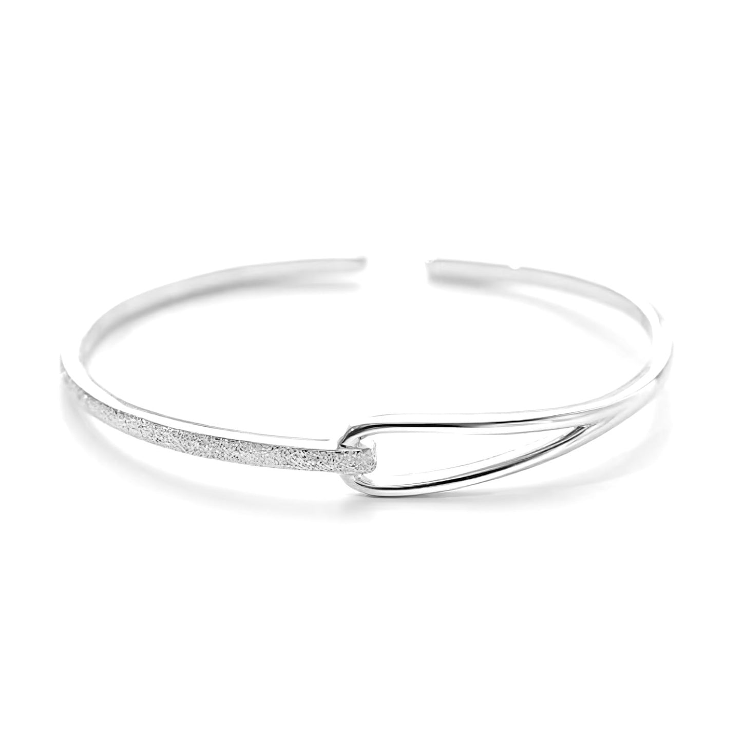 Handmade 925 Sterling Silver Bangle Bracelet For Women Dual Layered Bangles Hollow Bangle Bracelets Hammered Bangle Open Adjustable Cuff Bangle Bracelets For Women Stackable Wrap Bangle Bracelets Gift