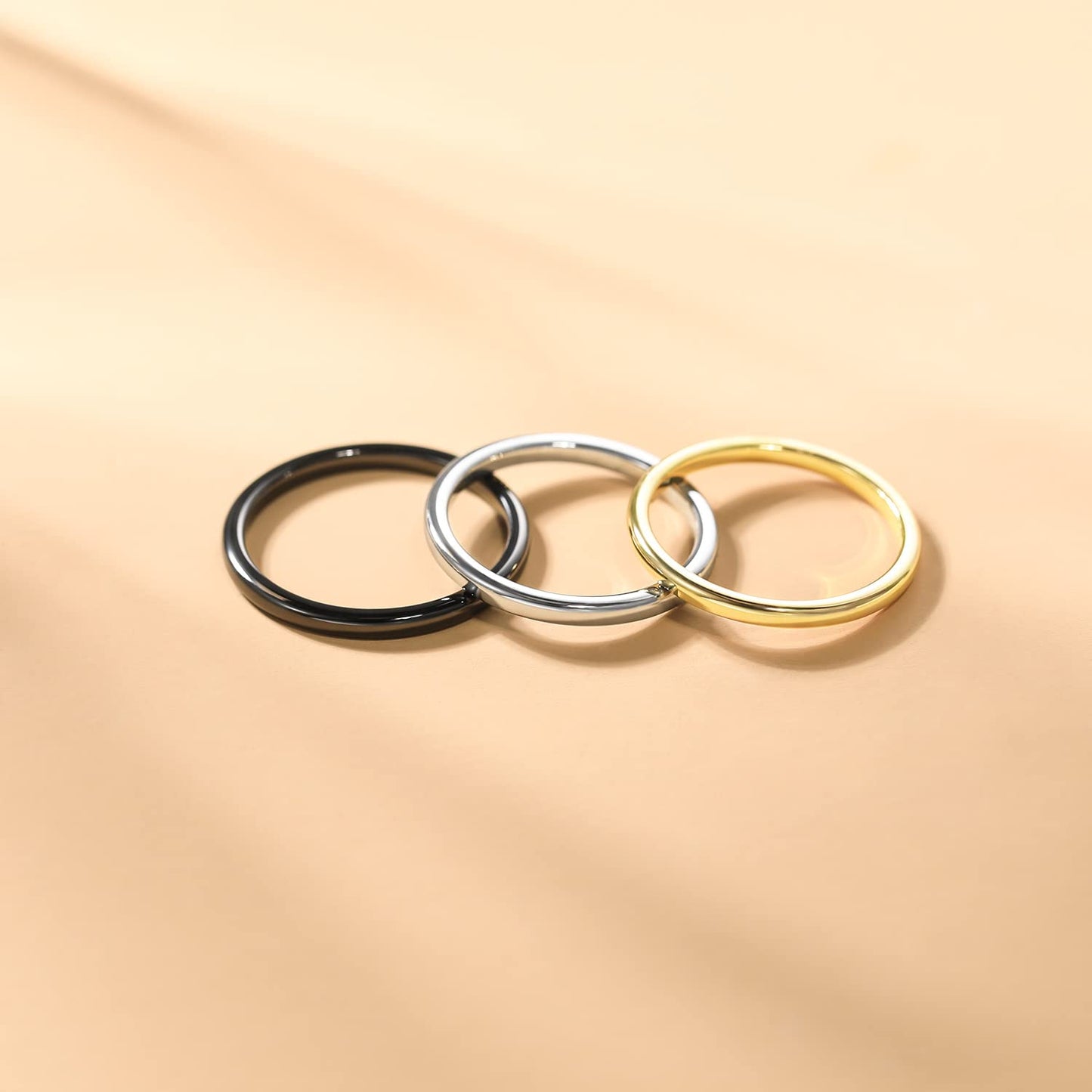 Greenpod 2mm Tungsten Carbide Rings for Women High Polished Thin Plain Domed Engagement Wedding Band Size 4.5