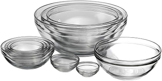 Anchor Hocking 10-Piece Mixing Bowl Set - Nesting Serving & Mixing Bowls in Various Sizes (1 oz to 3.5 Qt)