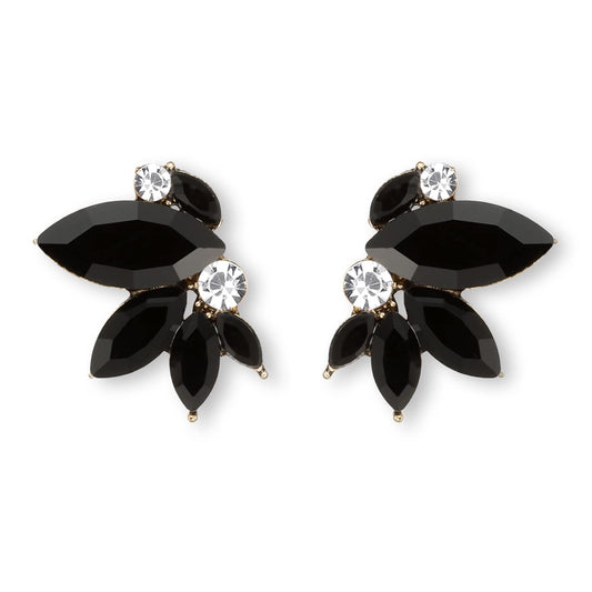 Black Rhinestone Earring Sparkly Faux Crystal Stud Earrings for Women Wedding Prom Party