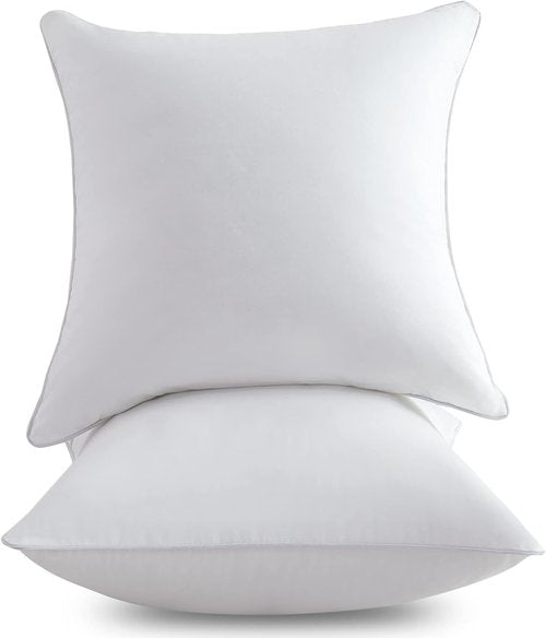 FAVRIQ 20 x 20 Pillow Inserts - Set of 2 Decorative Throw Pillows with 100% Cotton Cover - White