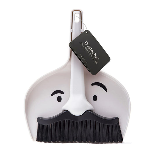 Peleg Design Dustache Small Dustpan and Brush Set, Mini Broom and Dustpan Set, Mustache Design, Small Broom and Dustpan Set, for Home & On-The-Go
