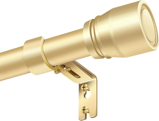Skiennix 1” Diameter Adjustable Curtain Rod - Heavy Duty Metal, Fits 30-144 Inches, Gold Finish