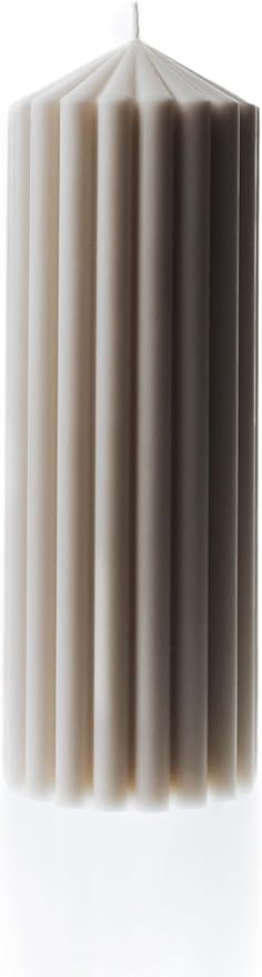 LAWA Ribbed Peak Pillar Candle - Large Beautiful Handmade Pillar Scented Soy Wax Candle Elegant Bubble Aesthetic Candle Housewarming Gift Home Room Shelf Decor Idea White (Medium, White)