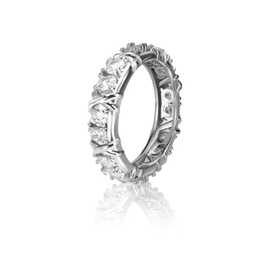 Azjachiny Moissanite Magnetology Lymphvity Ring, Magnetic Zircon Shaping Cross Full Moissanite Diamond Ring, Moissanite Rings for Women Weight Loss, Unclog Bloodstream and Lymph Nodes (Silver, 7)