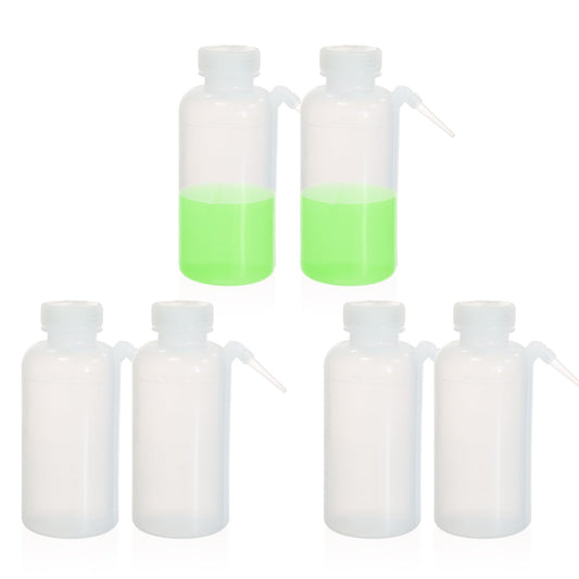 Utile 6 Pcs Wide Mouth One-piece Wash Bottle with Integrally Molded Bottle, 6pcs of Vol.250ml Wash Bottle, LDPE Material, 5511.6252.6