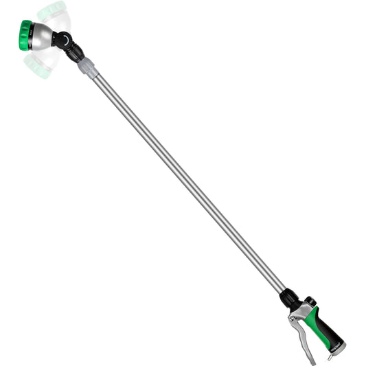 RESTMO 36”-60” Metal Watering Wand, Long Telescopic Tube | 180° Adjustable Ratcheting Head | 7 Spray Patterns | Flow Control, Perfect Garden Hose Sprayer to Water Hanging Baskets, Shrubs, Green