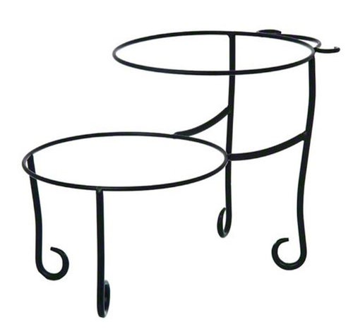 American Metalcraft TLSP1219 Wrought Iron Pizza Stand with Curled Feet, Two-Tier, 12" H x 19" W, Black