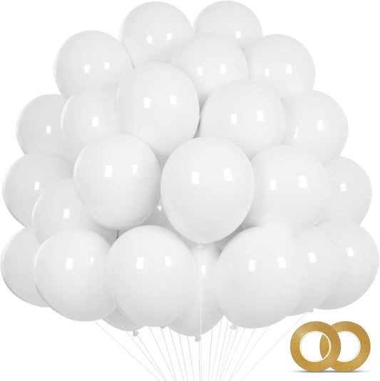 White Balloons 110 Pcs - 5 Inch Mini Thick Latex Balloons for Wedding, Birthday & Baby Shower Decor
