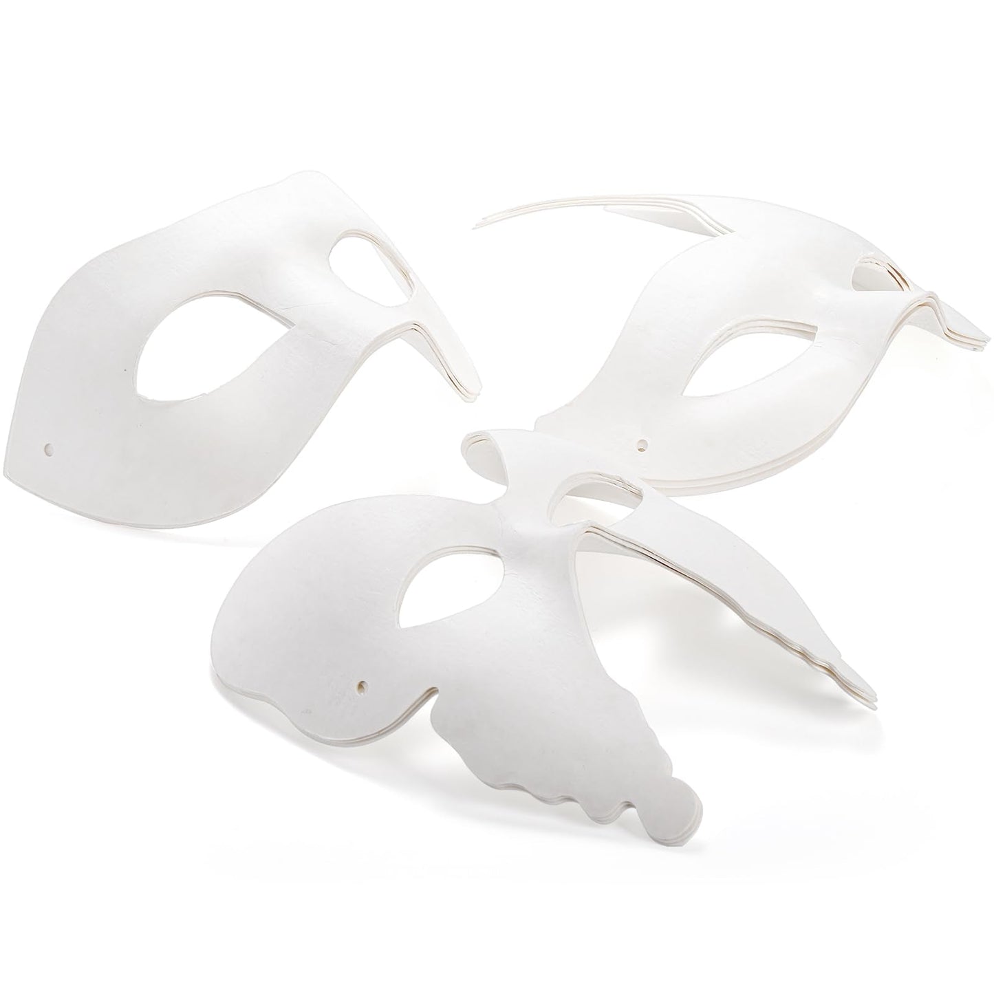 Nicunom 30 Pack Paper Mache Art Masks, DIY Blank Masks Paintable Masquerade Mask White Half Face Masks Costume Craft Mask for Art Party Mardi Gras Cosplay Dance Halloween Christmas