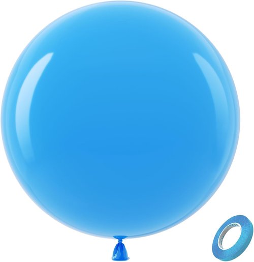 Bezente 36 Inch Blue Giant Balloons - Jumbo Light Blue Latex Balloons for Parties & Events | 8 Pack