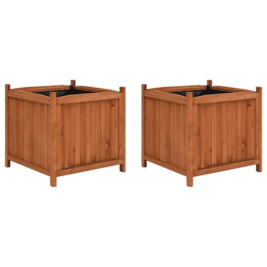 QZZCED 2-Pack Cedarwood Square Planters for Outdoor and Indoor Use, 19.7 Inch Large Garden Plant Box with Moisture Control Lining for Flowers, Vegetables, and Balcony