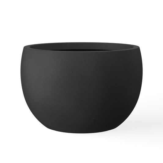 Kante 11.8" Dia Round Concrete Planter, Outdoor/Indoor Large Bowl Plant Pots with Drainage Hole and Rubber Plug for Garden Patio Balcony Home, Black