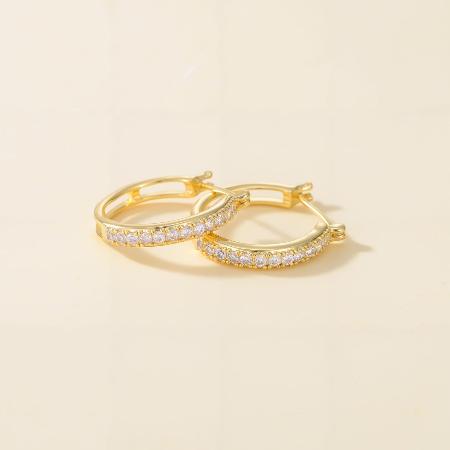 RYHIX 14K Gold Earrings for Women Small 14K Gold Hoop Earrings Trendy 20mm Womens Gold Huggie Earring with Cubic Zirconia Hypoallergenic