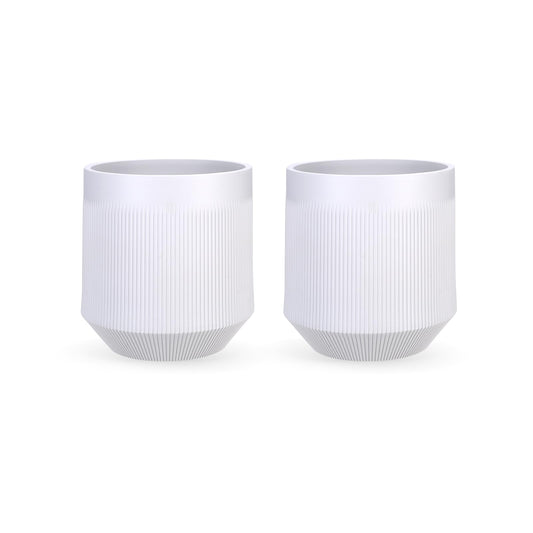 Yaghpy Plant Pots，Set of 2 Plastic Large Pots for Indoor Plants,Flower Pots Outdoor Planters with Drainage Hole and Seamless Saucer,(White 12Inches)