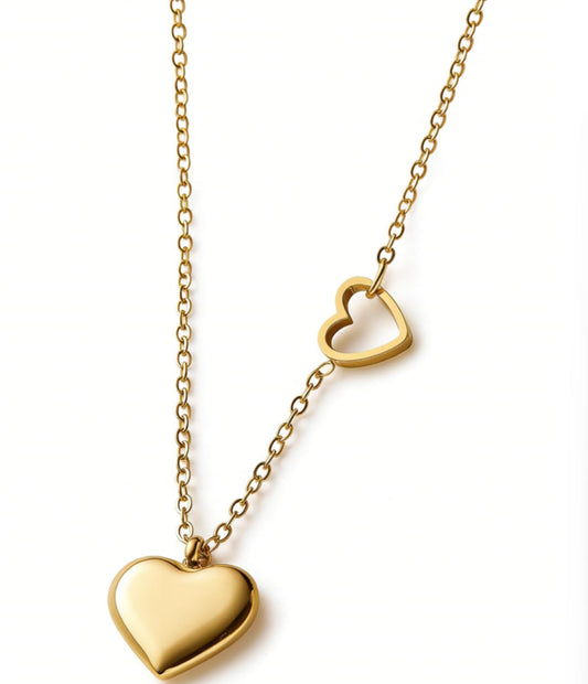 18k Gold Plated Heart Necklace for Women, Adjustable 18-20 Inch Love Heart Pendant Choker, Elegant Gift for Valentine's Day, Anniversary, Birthday for Her, Girlfriend, Wife (Stackable Layering)