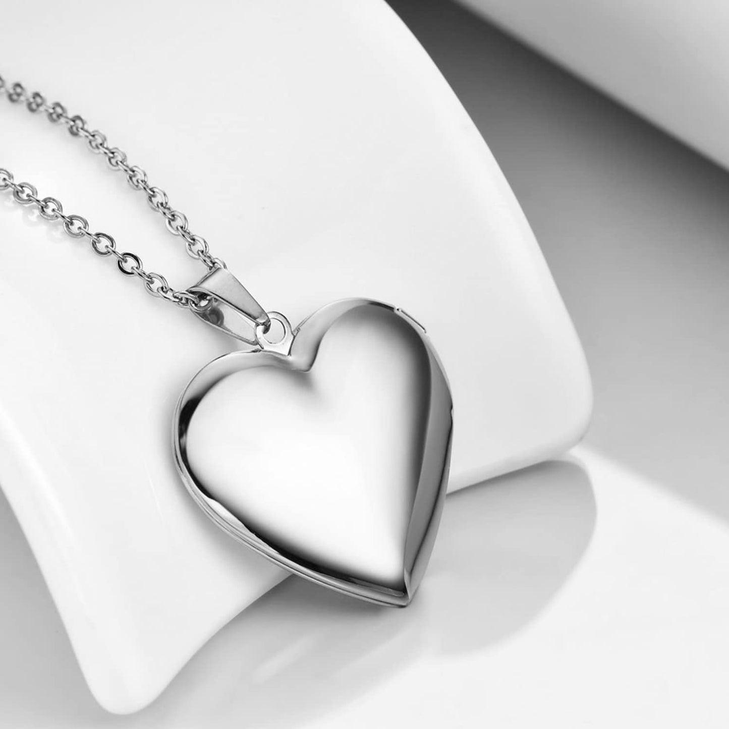 PHOCKSIN Silver Heart Locket Necklace You Are My Sunshine Personalized Love Heart Necklace that Holds Pictures Customized Gifts Locket Necklaces for Birthday