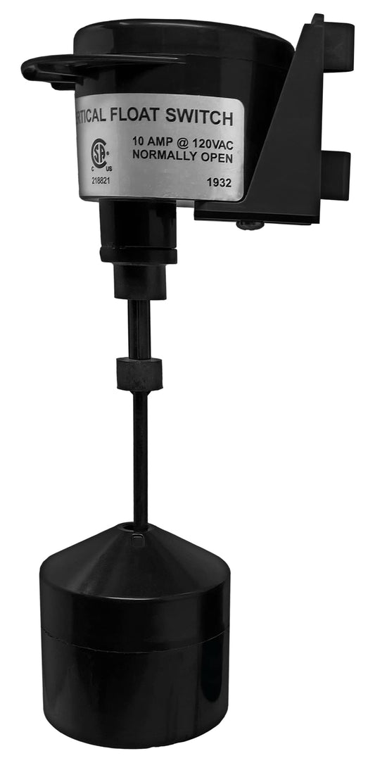 PumpSpy Vertical Float Switch - Universal Replacement, 20' Cord, Black