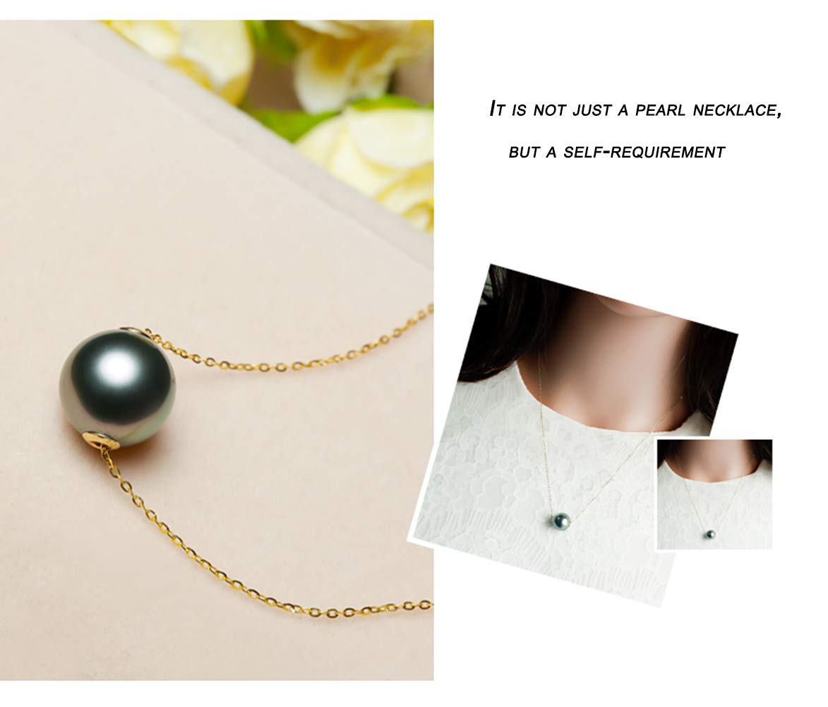 Tahitian Black Pearl Necklace Fine Jewellery Round AAAA+ Pearls 18K Pearl Pendant Necklace Gifts for Women Her- Anniversary Birthday Fine Jewelry -Valentine's Day Mothers Day Gifts