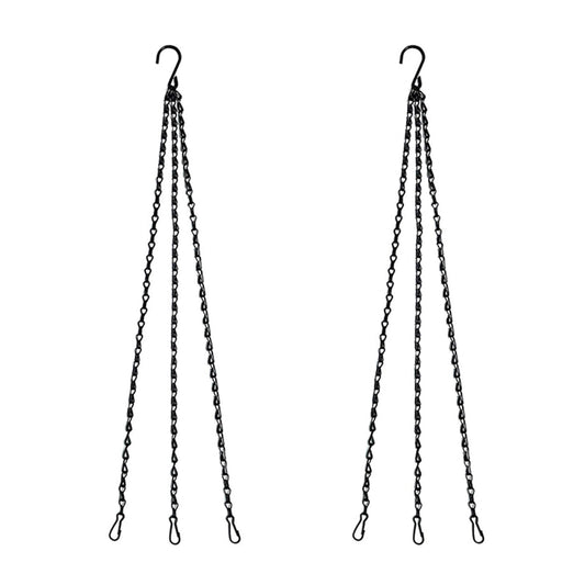 2Sets Hanging Basket Chains Hanging Flower Pot Chains, 3 Point Hanging Chains, Plant Basket, Lantern, Decorative Hanging Chain Sets 20 Inch, Black