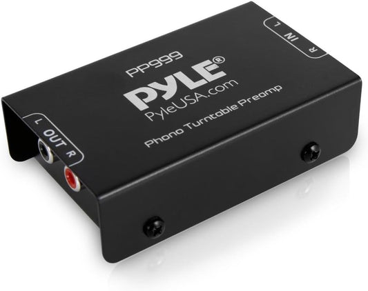 12 PP999 Pyle Phono Turntable Preamp - Mini Electronic Audio Stereo Phonograph Preamplifier with RCA Input, RCA Output