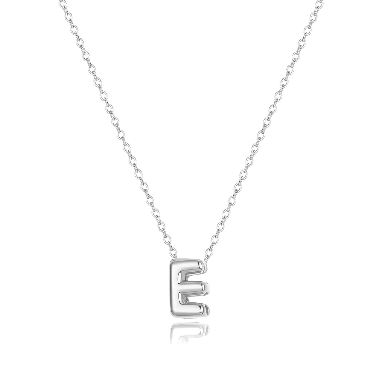 CUEZIY Bubble Silver Letter Necklace Initial Necklaces for Women Dainty Personalized Charm Pendant Name Necklace Cute Non Tarnish Fashion Accessories Teen Gift Trendy Stuff Silver Jewelry Gifts