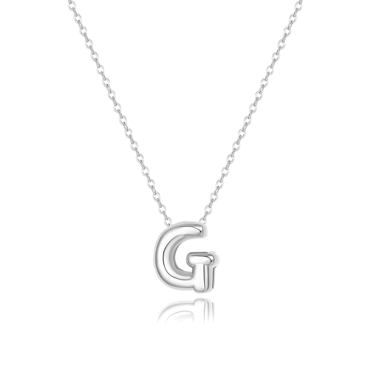 CUEZIY Bubble Silver Letter Necklace Initial Necklaces for Women Dainty Personalized Charm Pendant Name Necklace Cute Non Tarnish Fashion Accessories Teen Gift Trendy Stuff Silver Jewelry Gifts