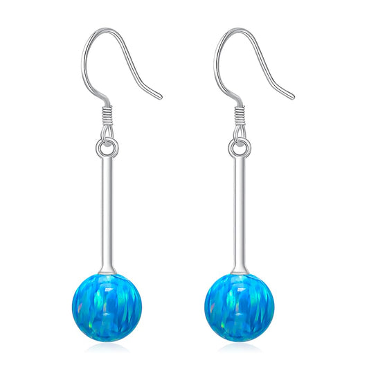 Blue Opal Earrings for Women 925 Sterling Silver Elegant Dangle Drop Earrings Opal Jewelry Gifts for Women