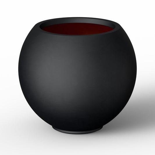 Kante Round Concrete Flower Pot, 11 Inch Dia (7.9" Opening) Sphere Shape Design Planter with Drainage Hole and Rubber Plug for Indoor & Outdoor Plants, Black Finish with Painted Interior