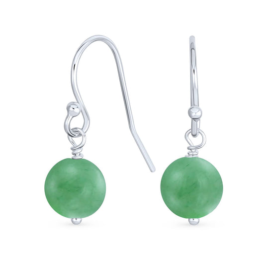Bling Jewelry Timeless .925 Sterling Silver Green Amazonite Bead 8mm Ball Drop Earrings Fish Hook Genuine Gemstone May Birthstone