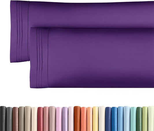 Skiennix Body Pillowcases Set of 2 | 20x54 Soft, Breathable Covers for Side Sleepers - Purple, Machine Washable