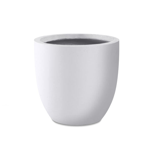 Kante 14 Inch Dia Round Concrete Planter, Indoor Outdoor Large Plant Pot with Drainage Hole and Rubber Plug for Home Patio Garden, Pure White