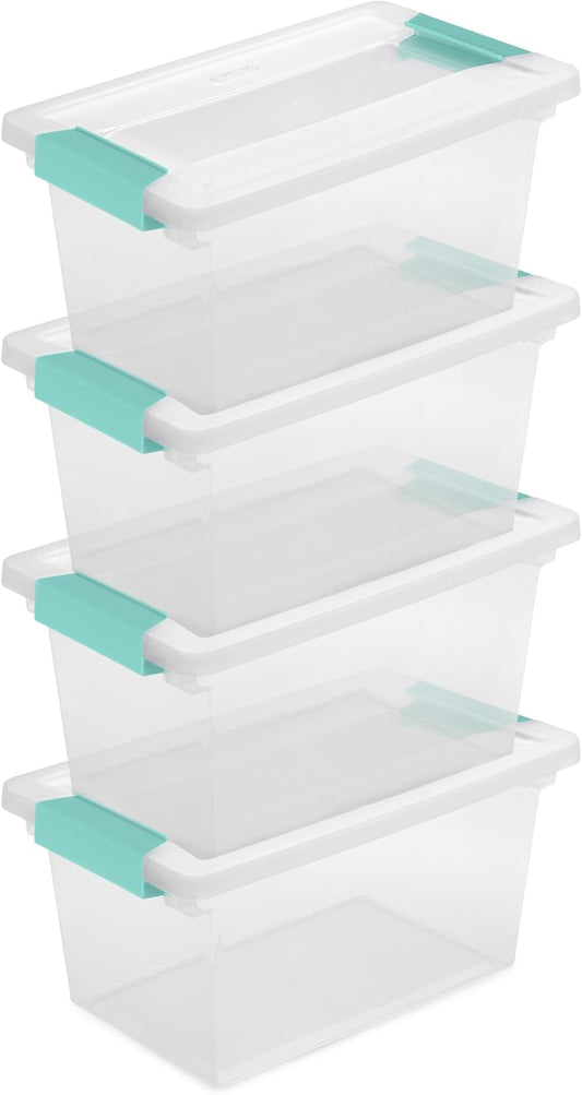 Sterilite Medium Clip Box - Stackable Storage Bin with Latching Lid for Organizing Home & Office | Clear