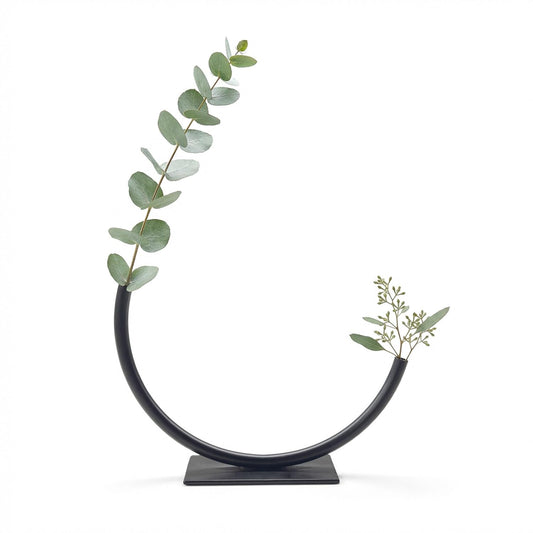 Black Small Bud vase for Flowers - Modern Metal mini vase Decor for Shelves or Coffee Table - Aesthetic Minimalist Single Flower vase for Entryway, Living Room, Kitchen or Office - Home Decor