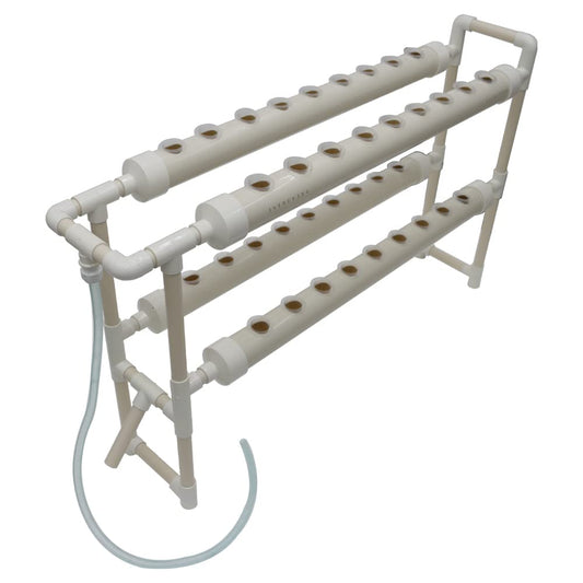 EQCOTWEA Wall-Mounted Hydroponic Grow Kit 36 Plant Sites Hydroponics Planting System 4 PVC Pipes Hydroponic Gardening Indoor System with 110V Water Pump,Planting Sponge,Hose