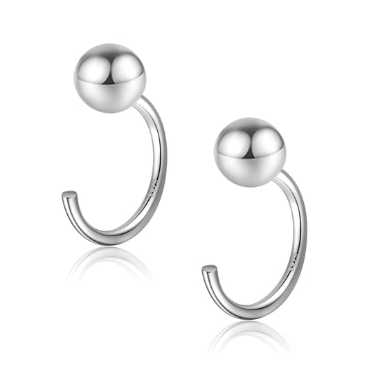 Ball Half Hoop Earring 925 Sterling Silver Little Ball Huggie Earring 5mm Hug Hoop Earring Huggy Earring for Women Sleeper Earrings