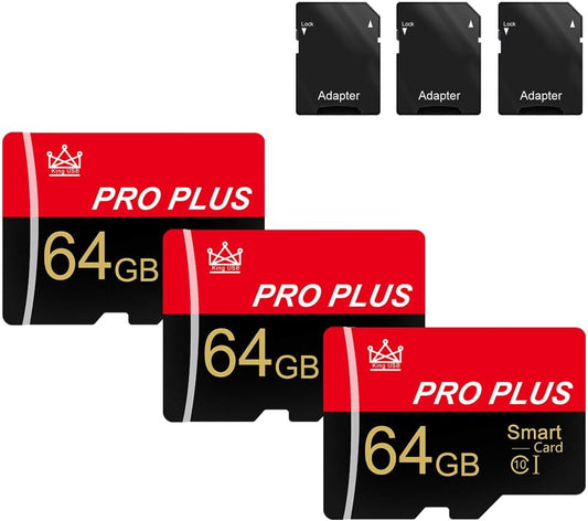 Bliksem 3 Pack 64GB C10 A1 (64GB-3 Pack) Memory Card with Adapter, High Speed TF Card, UHS-I Memory TF Card