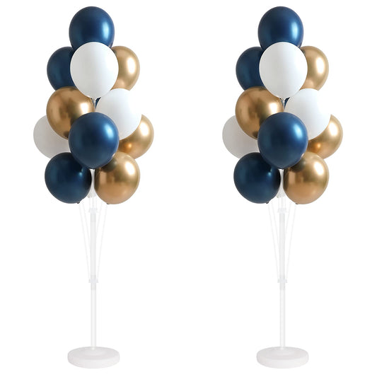 Balloon Column Kit for Floor- Set of 2,Balloon Columns with Stand, Base and Pole,Balloon Tower Backdrop Decoration for Wedding, Baby Shower, Birthday Party, or Bachelorette Parties (BLUE GOLD)