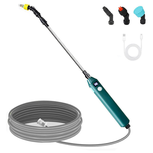 Battery Powered Sprayer Wand,Electric Plant Sprayer Telescopic Watering Wand with 16.4FT Hose,Rechargeable Electric Watering Sprayer Handle with 3 Adjustable Nozzles & Filter for Lawn, Yard and Garden