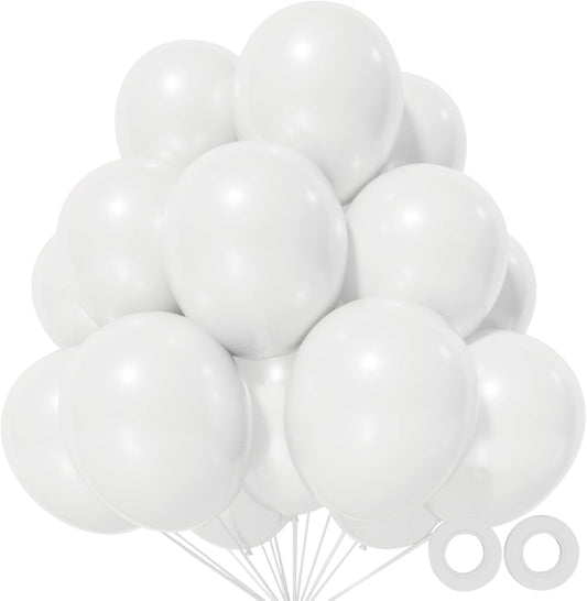 White Latex Balloons by [Brand Name] - 110pcs 12-Inch for Wedding, Engagement & Bridal Shower Decor