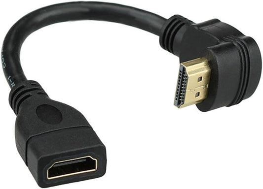 Bluwee 90-Degree (0.5FT) HDMI Extension Cable High Speed Angle Male to Female Wire Cord Extender - Gold Plated Plugs