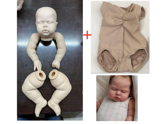 Angelbaby 24Inch Big Life Size Reborn Doll Kit Unpained Silicone Vinyl Mold Sets Fresh Color Doll Making Parts with Cloth Body Unfinished Reborn Baby Pickle DIY