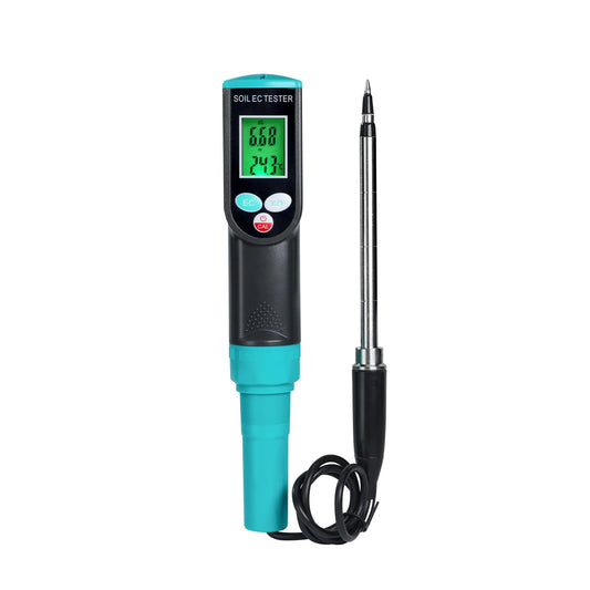 Digital Soil EC Meter 2-in-1 Porfessional Plants EC Temperature Tester Meter with Corded Sensor, Backlight LCD Display, Temperature Compensation, Easy Calibration for Soil Plants Lawn Nutrient Test