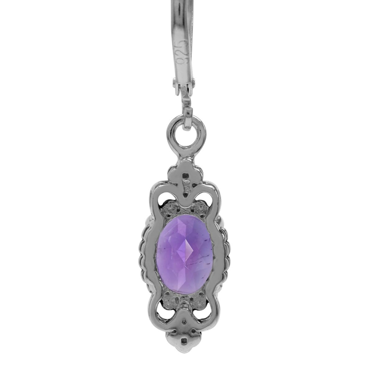 Silvershake 2.14ct. Natural African Amethyst 925 Sterling Silver Balinese Style Leverback Dangle Earrings