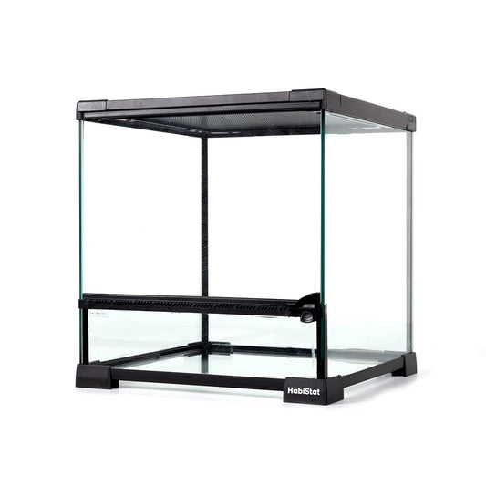 Habistat Glass Terrarium for Reptiles 12"x12"x13" – Stackable Reptile Enclosure for Inverts & Amphibians with Lock & Waterproof Base, Ideal Terrarium Tank for Chameleons, Geckos and Bioactive Setups