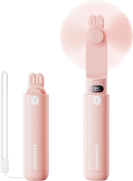 Skiennix Portable Handheld Mini Fan - 2-in-1 Rechargeable Design with Digital Display | Perfect for Travel & Summer Events (Pink)