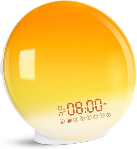 YOVDA 7 Dimmer, Sunrise Alarm Clock Radio for Bedrooms with Color Night Light, Dual Alarm, White Noise Sound Machine
